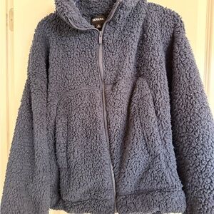 Zenana Outfitters Blue Sherpa Puffer Jacket